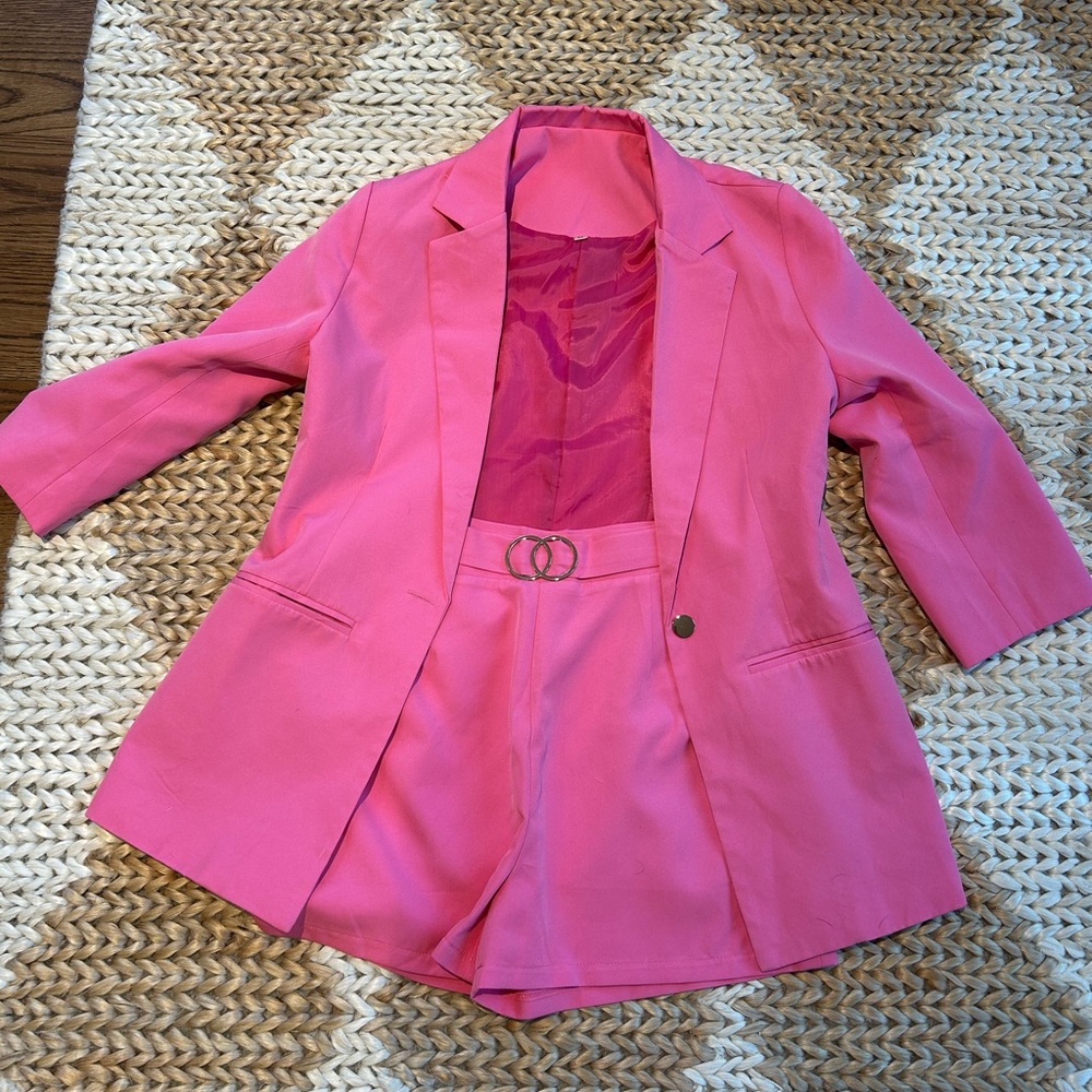 Bubblegum pink shorts and blazer set